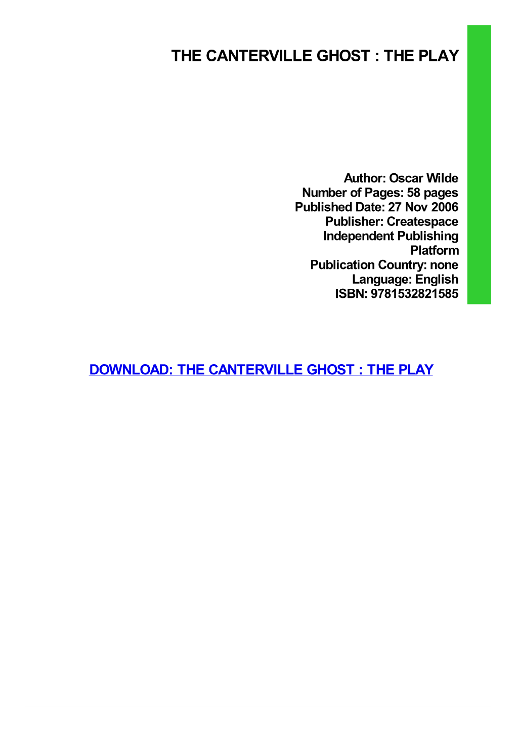 Ebook Download the Canterville Ghost : the Play Ebook