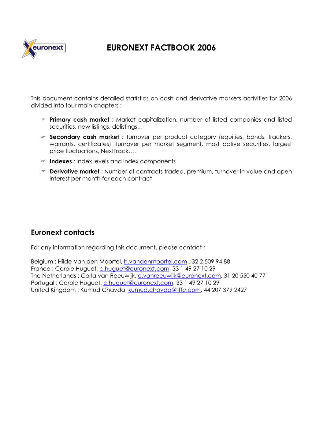 Euronext Fact Book 2006