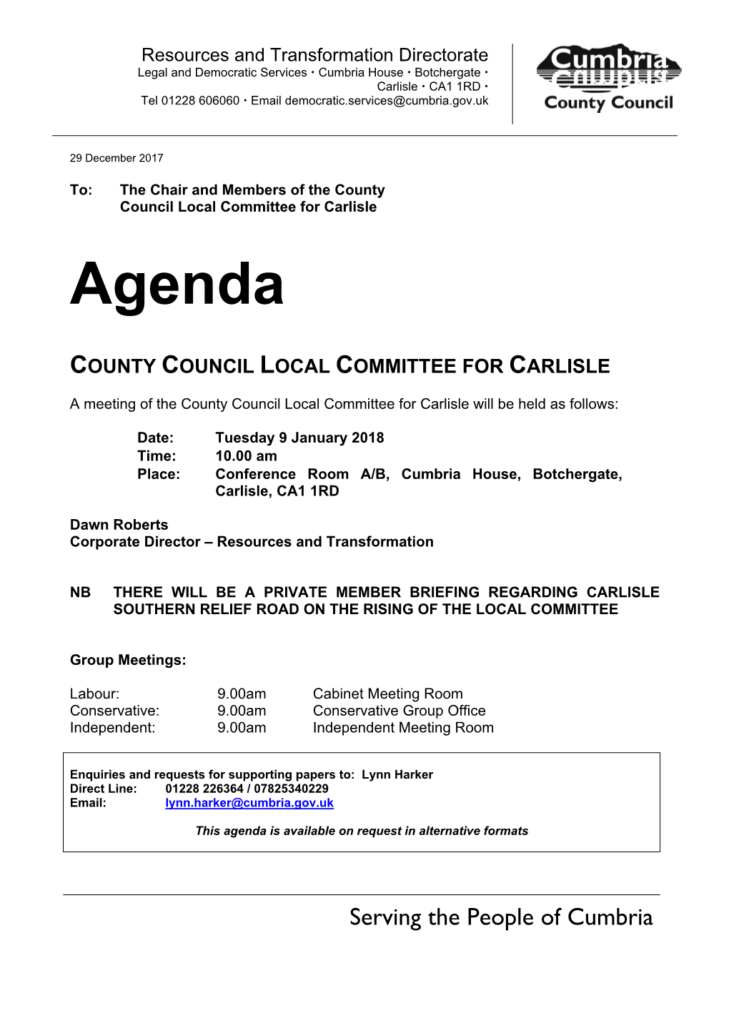 (Public Pack)Agenda Document for County Council Local Committee