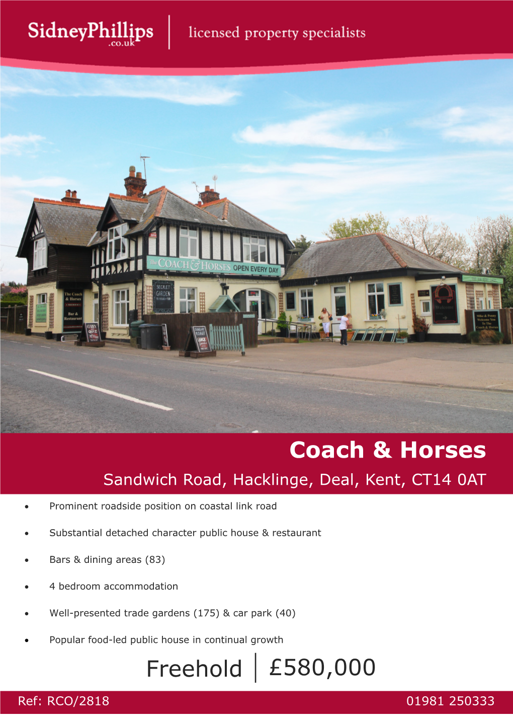 Coach & Horses Freehold £580,000