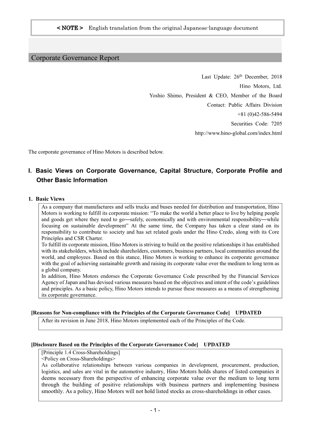 Corporate Governance Report