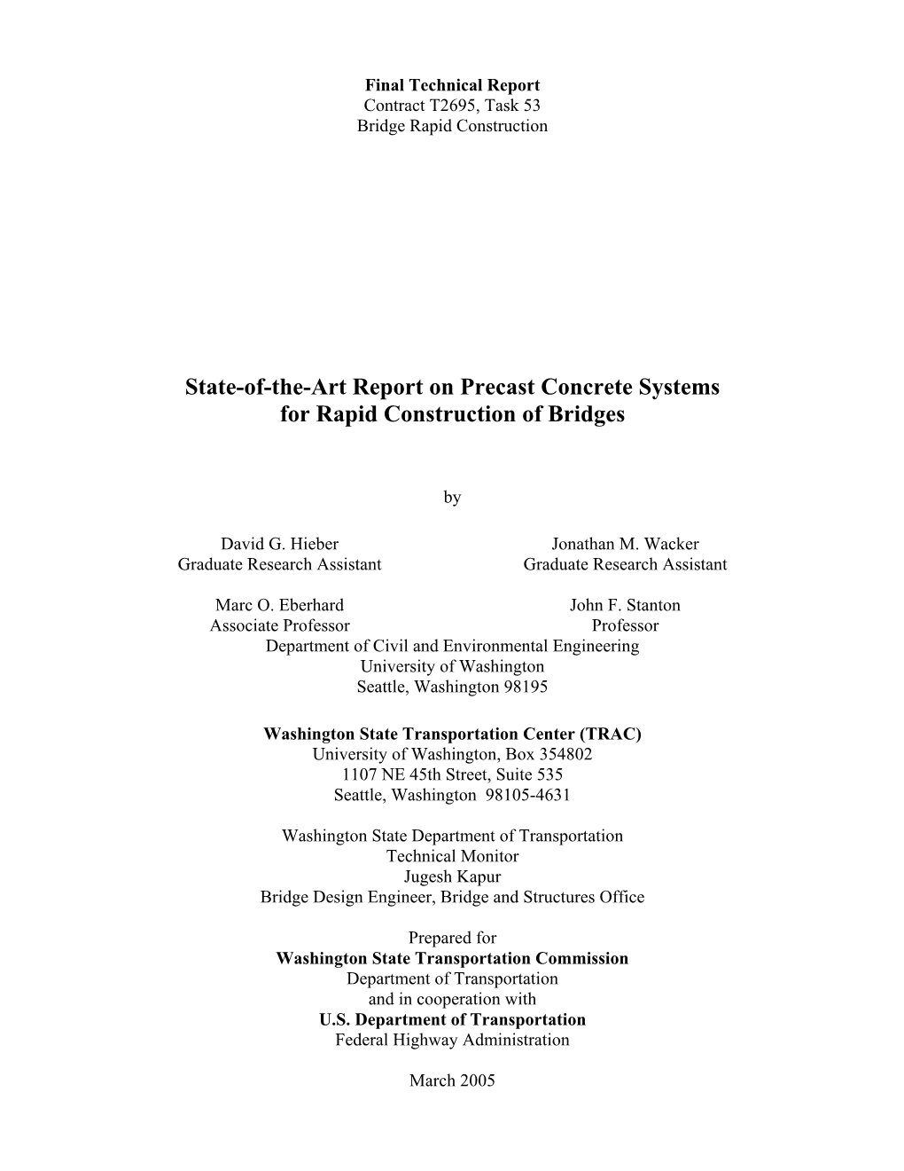 State-Of-The-Art Report on Precast Concrete Systems for Rapid Construction of Bridges