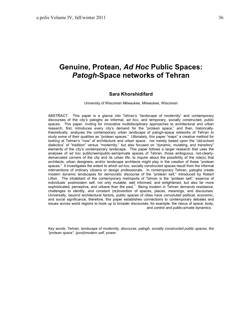 Patogh-Space Networks of Tehran