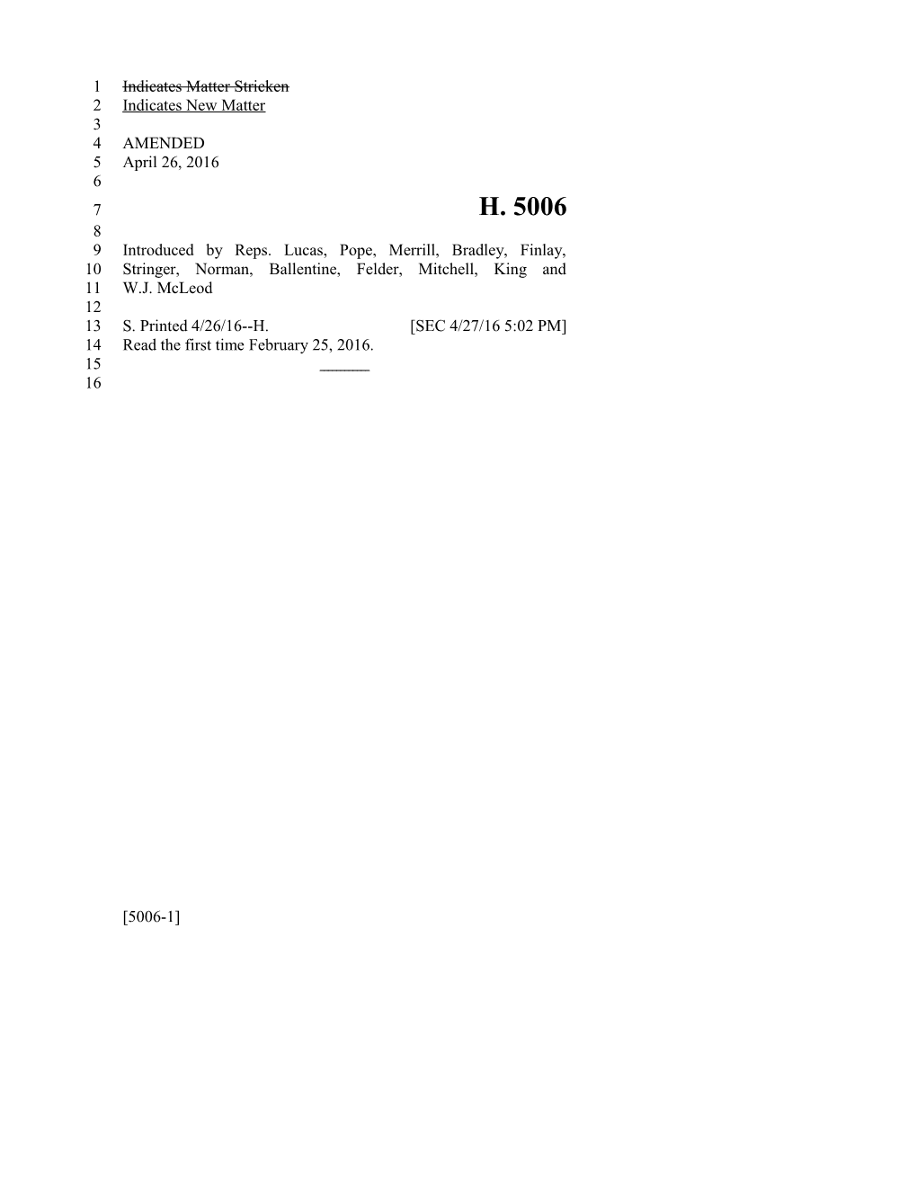 2015-2016 Bill 5006 Text of Previous Version (Apr. 27, 2016) - South Carolina Legislature Online