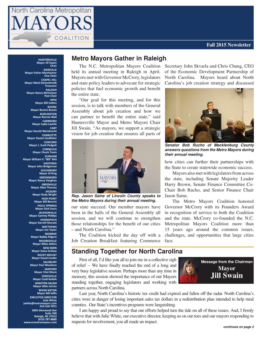 To View the Fall 2015 Newsletter