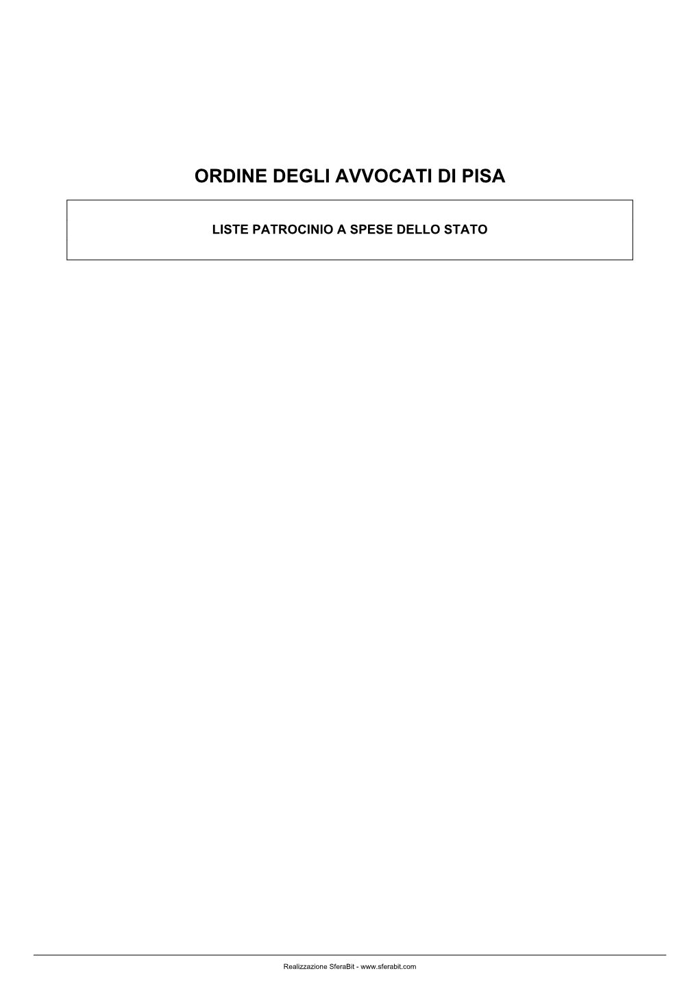 Ordine Degli Avvocati Di Pisa