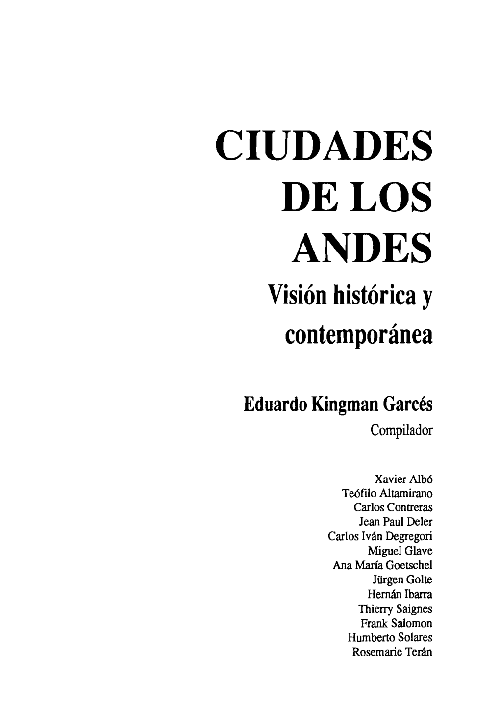 DES DE LOS ANDES Visión Histórica Y Contemporánea