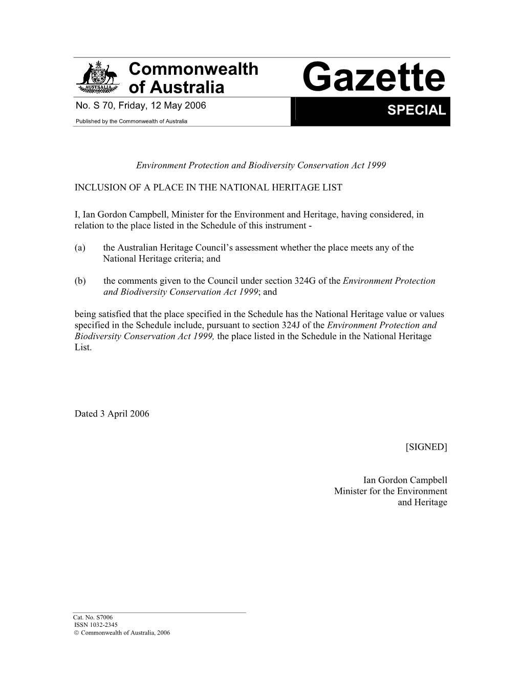 Gazettal Notice (PDF