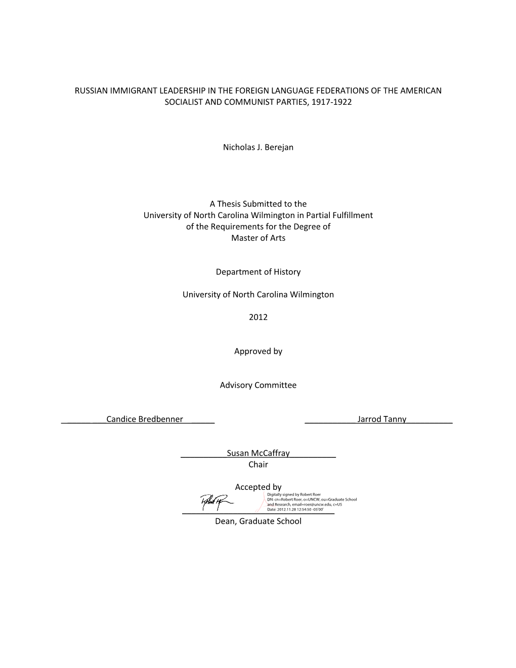 Russian Immigrant Leadership in the Foreign Language Federations of the American Socialist and Communist Parties, 1917-1922