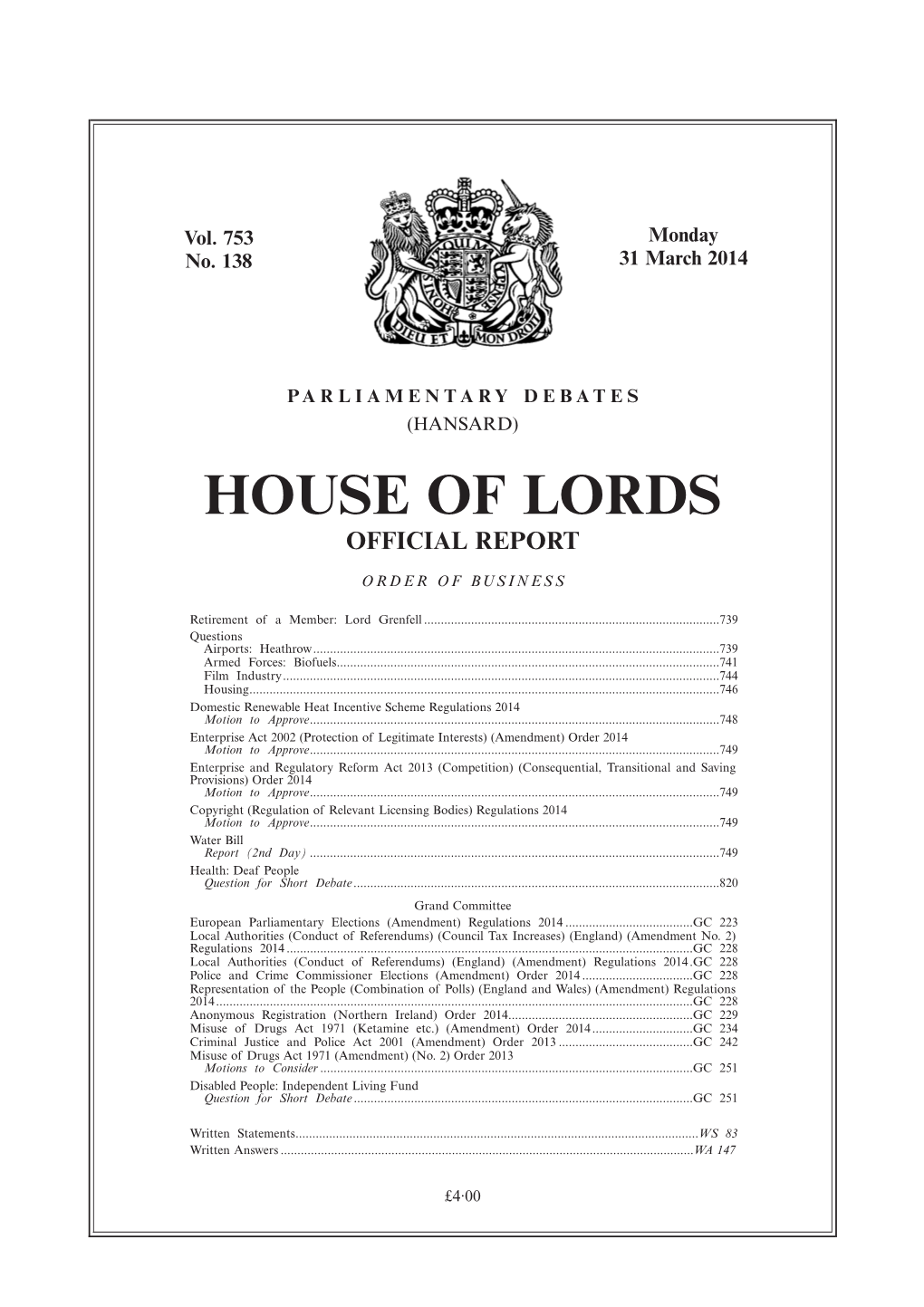 House of Lords Official Report