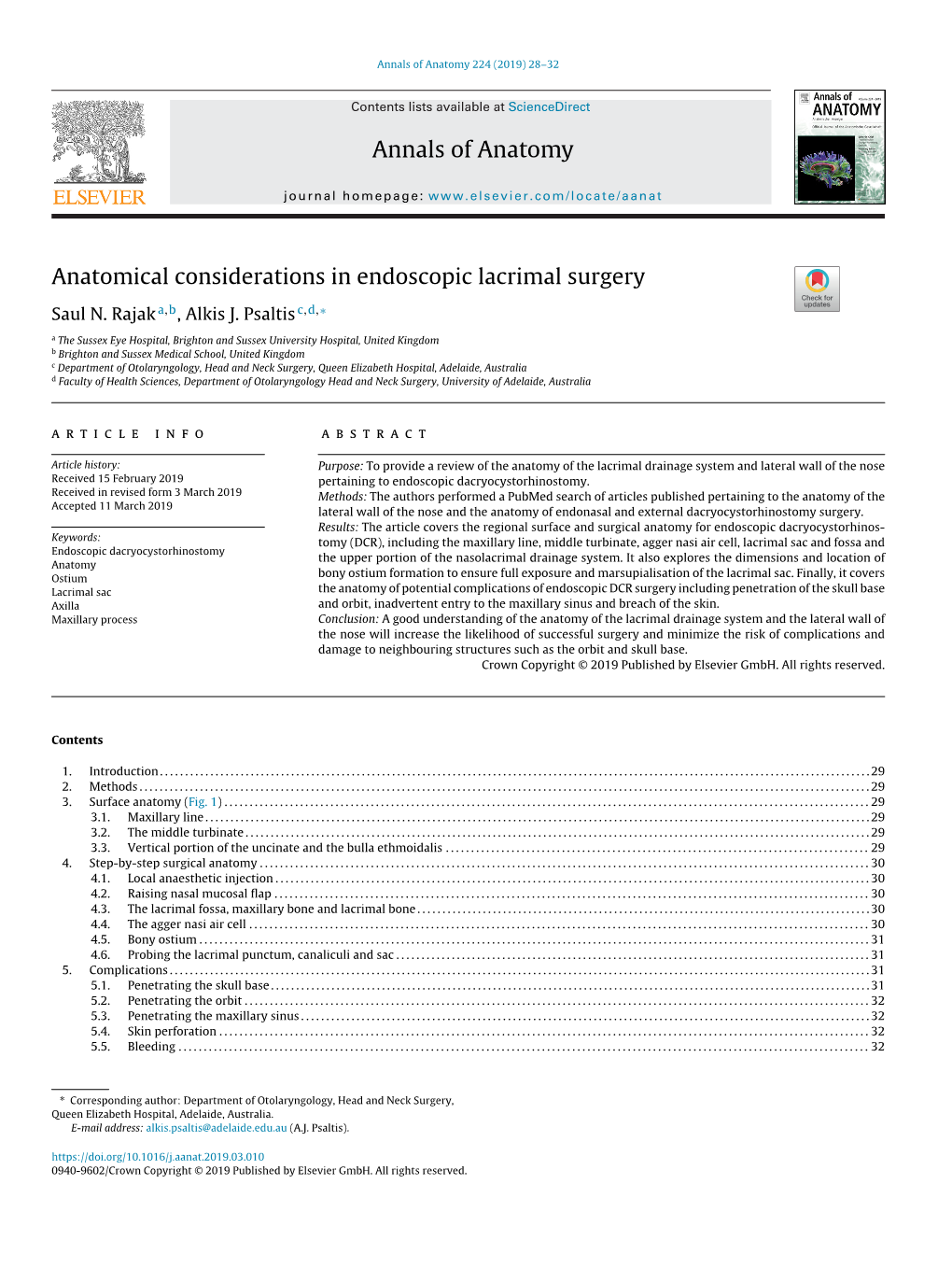 Anatomical Considerations in Endoscopic Lacrimal Surgery