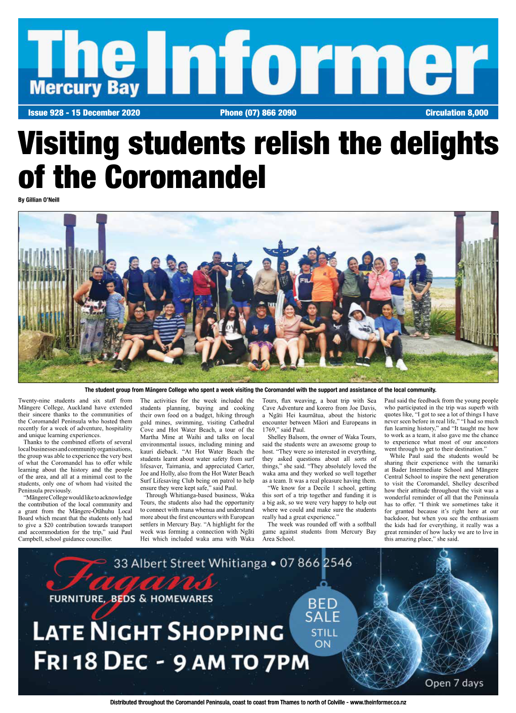 Visiting Students Relish the Delights of the Coromandel by Gillian O’Neill