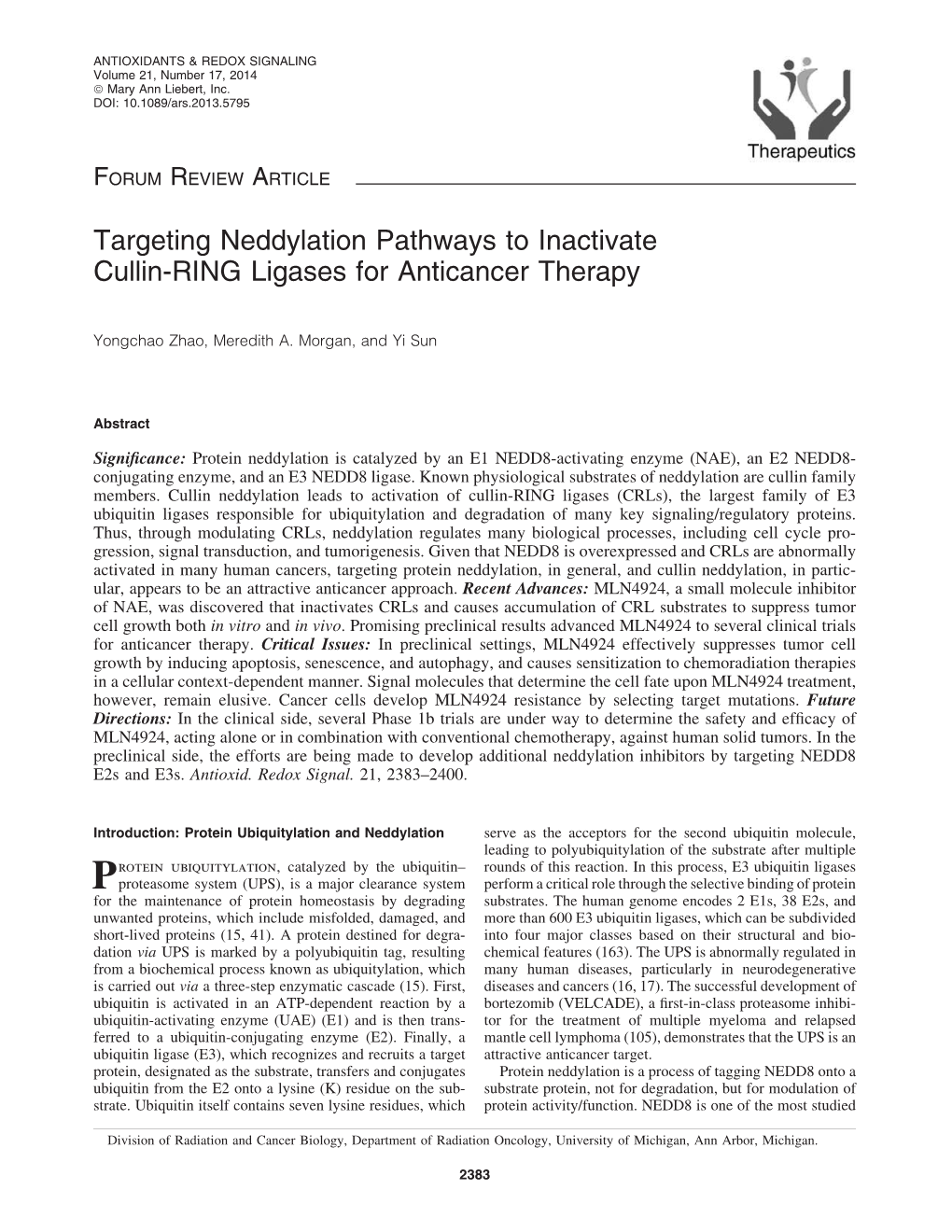 Targeting Neddylation Pathways to Inactivate Cullin-RING Ligases for Anticancer Therapy