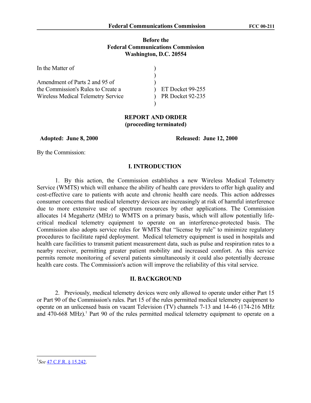 Medical Telemetry NPRM, Rev. 12