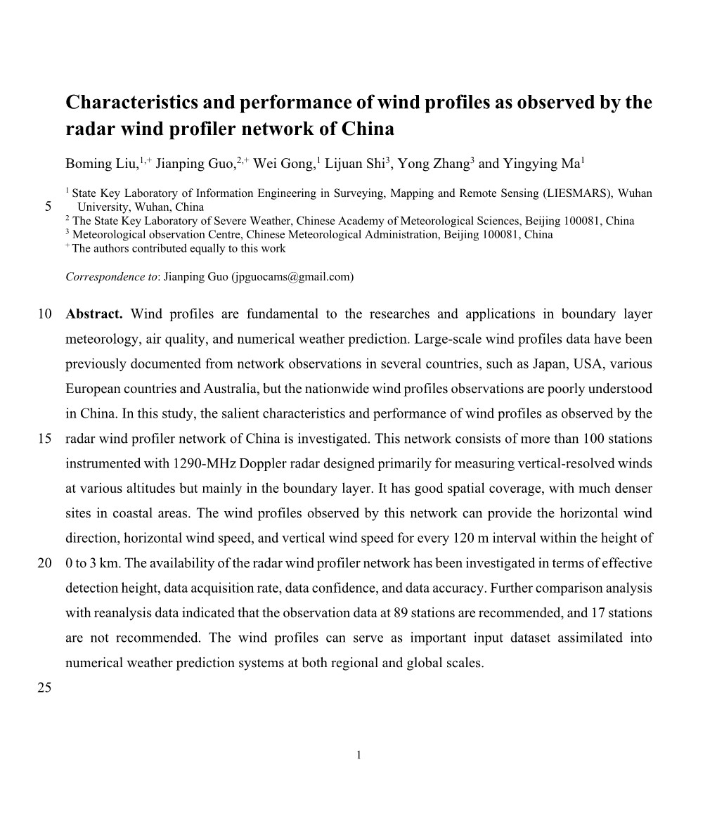 Characteristics and Performance of Wind Profiles As Observed by the Radar Wind Profiler Network of China