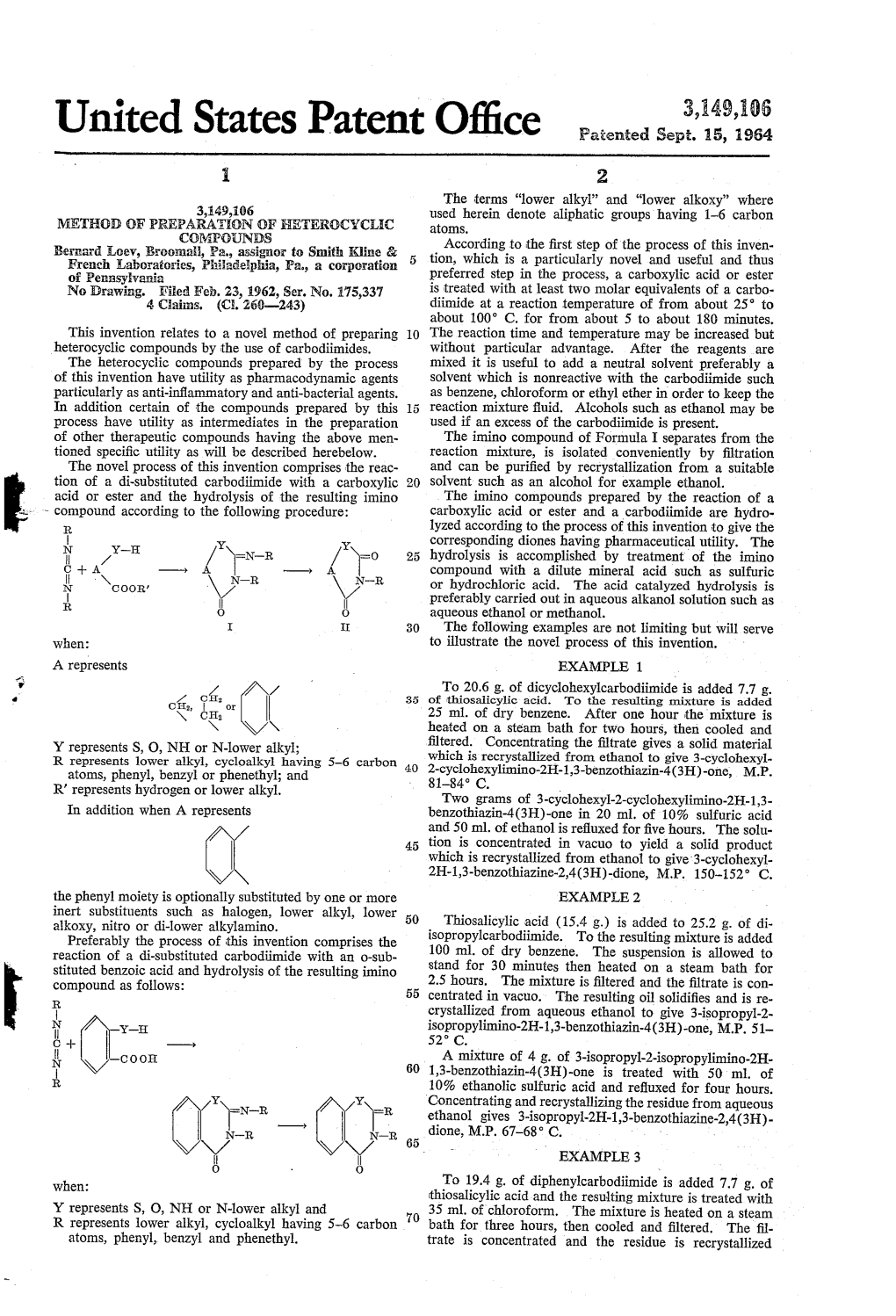 United States Patent 0 '5 Ce Patented Sept