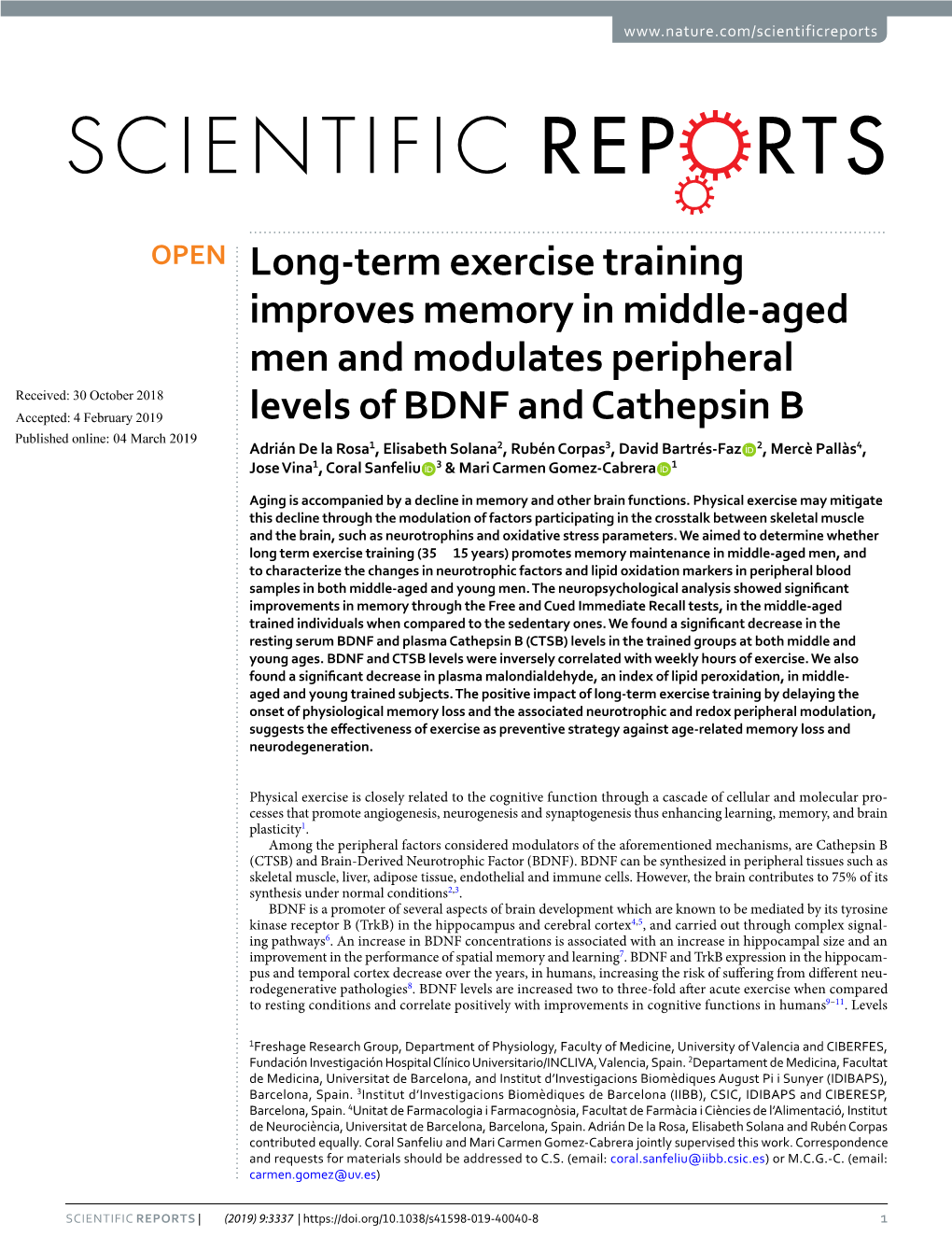 Long-Term Exercise Training Improves Memory in Middle-Aged Men And