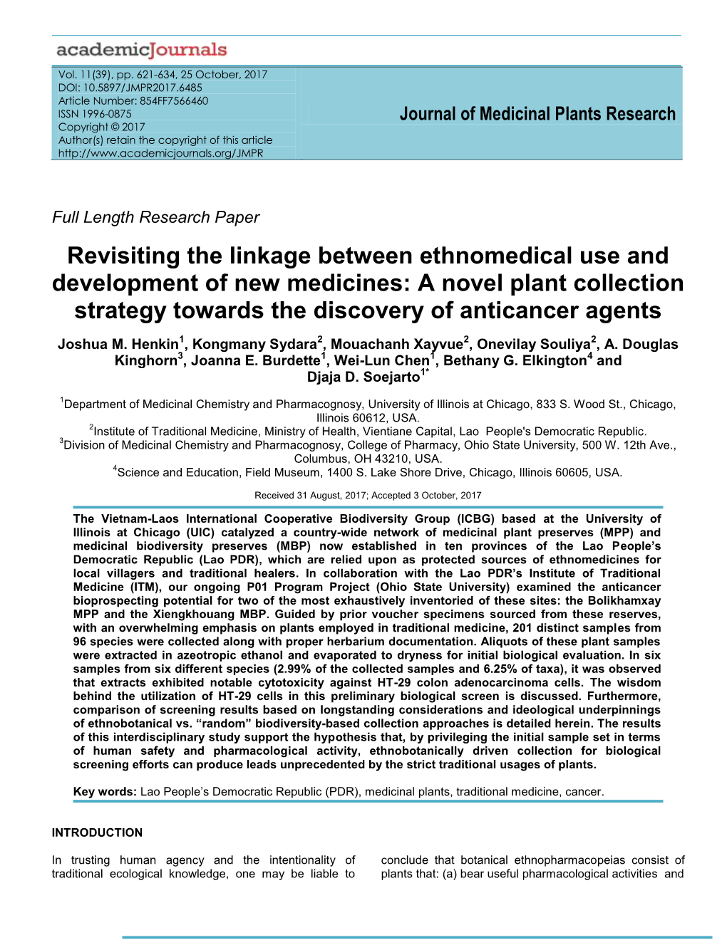 Revisiting the Linkage Between Ethnomedical Use and Development of New Medicines: a Novel Plant Collection Strategy Towards the Discovery of Anticancer Agents