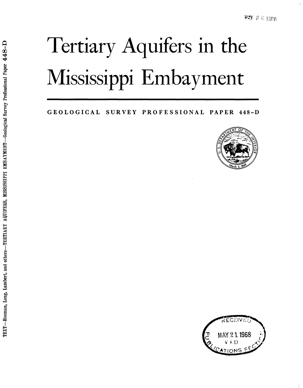 Tertiary Aquifers in the Mississippi Embayment S PH