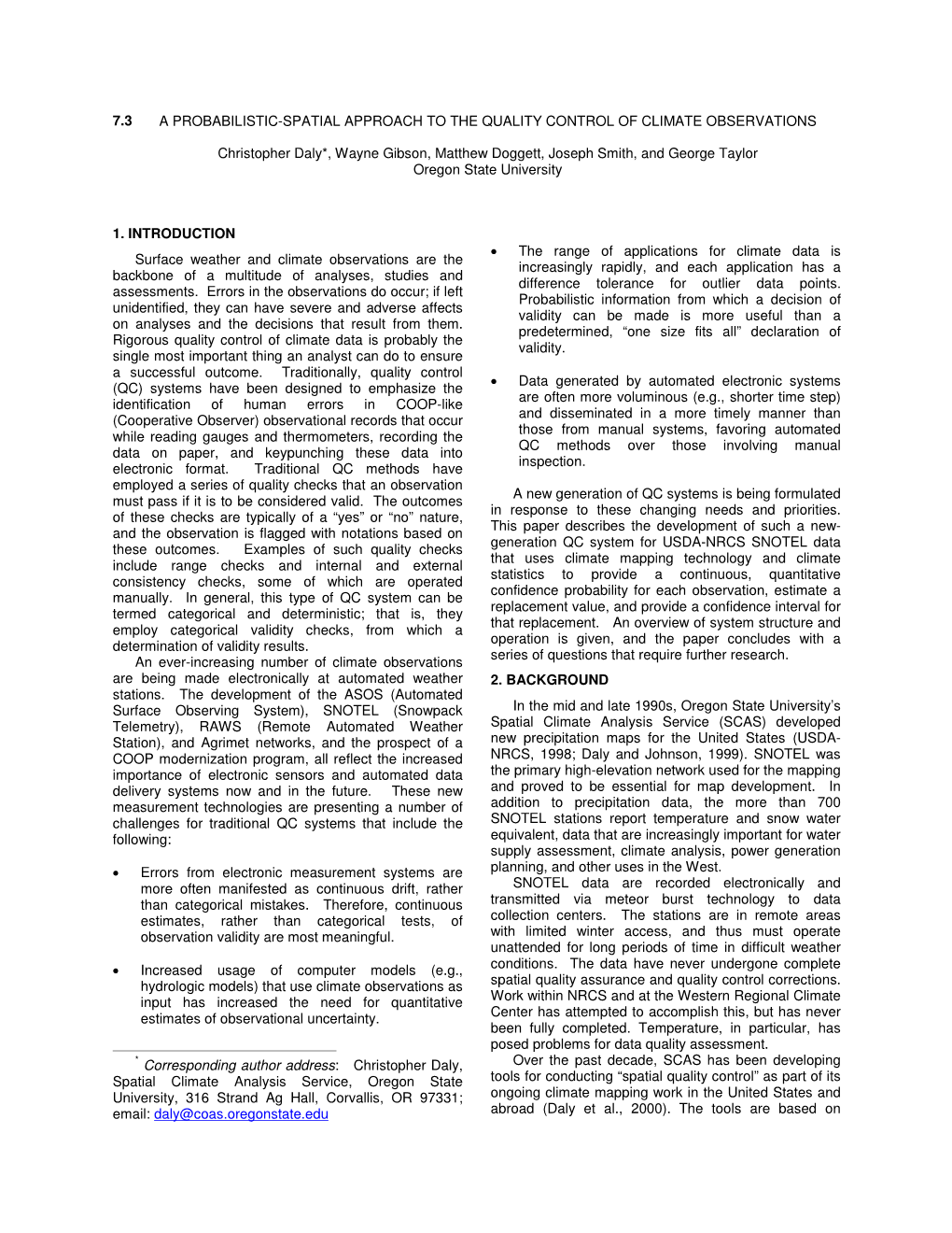 A Probabilistic-Spatial Approach to the Quality Control of Climate Observations