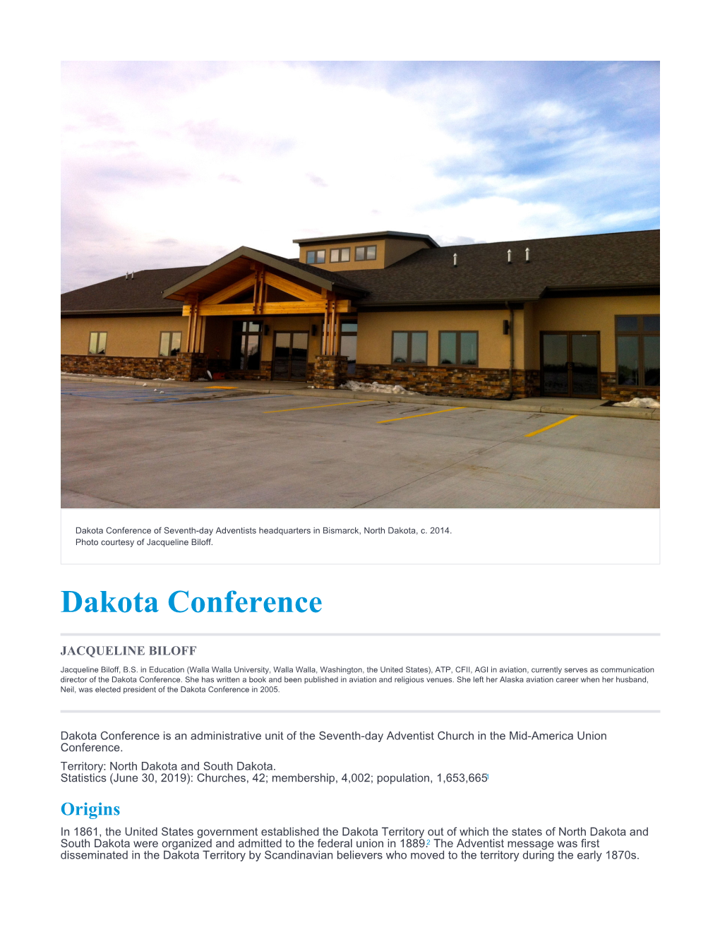 Dakota Conference of Seventh-Day Adventists Headquarters in Bismarck, North Dakota, C