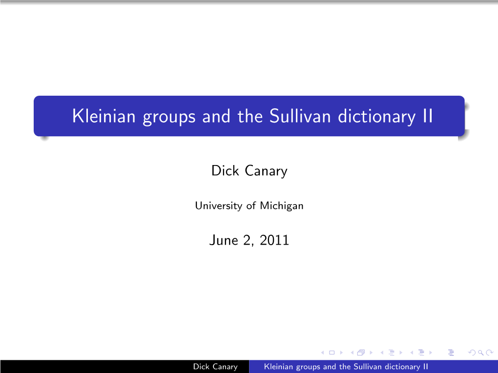 Kleinian Groups and the Sullivan Dictionary II