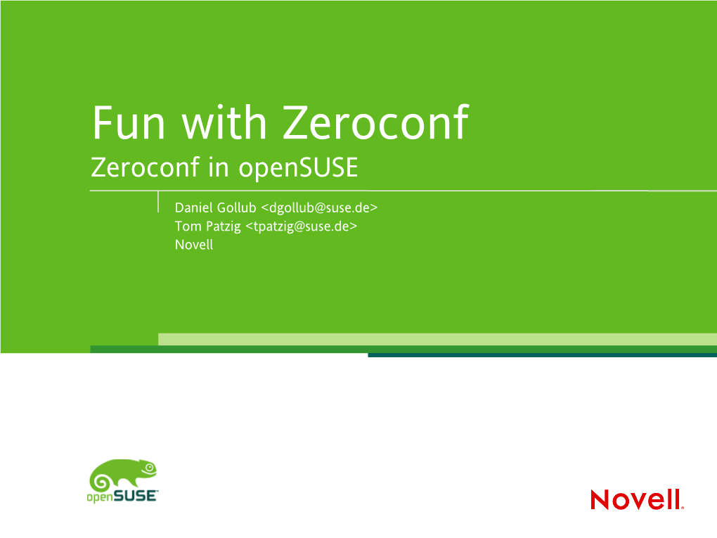 Fun with Zeroconf Zeroconf in Opensuse