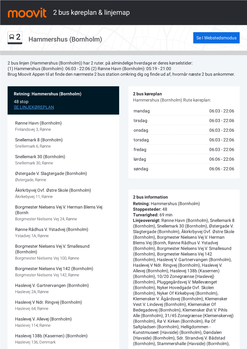 2 Bus Køreplan & Linjerutekort