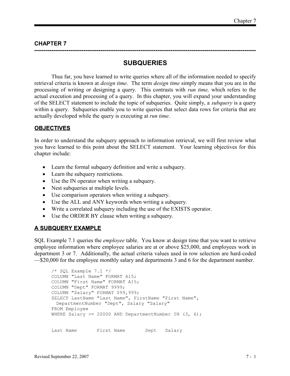 Learn the Formal Subquery Definition and Write a Subquery