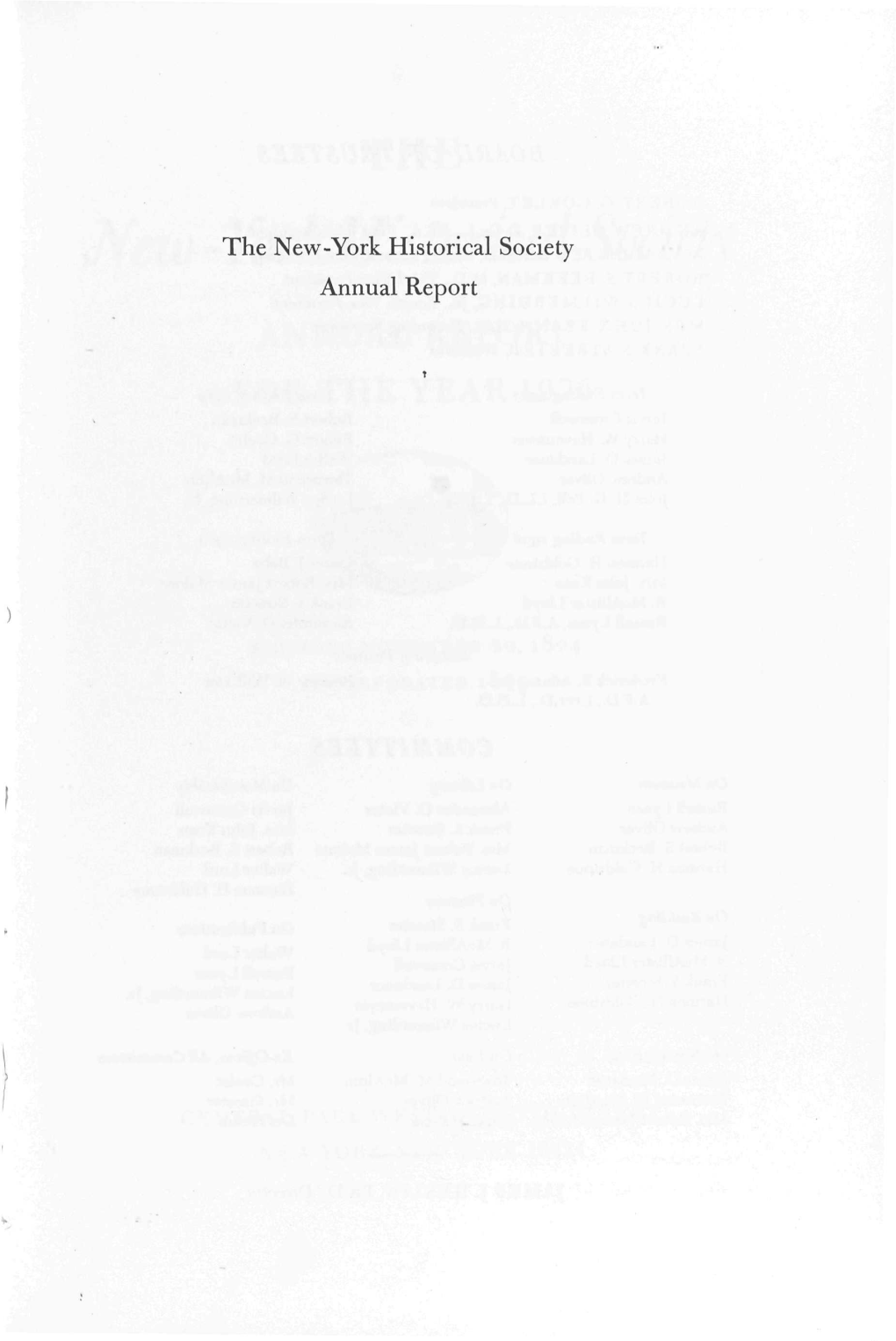 The New-York Historical Society Annual Report BOARD of TRUSTEES