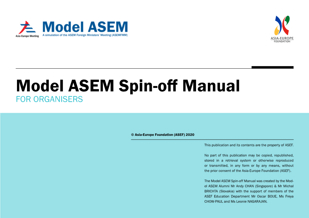 Model ASEM Spin-Off Manual for ORGANISERS