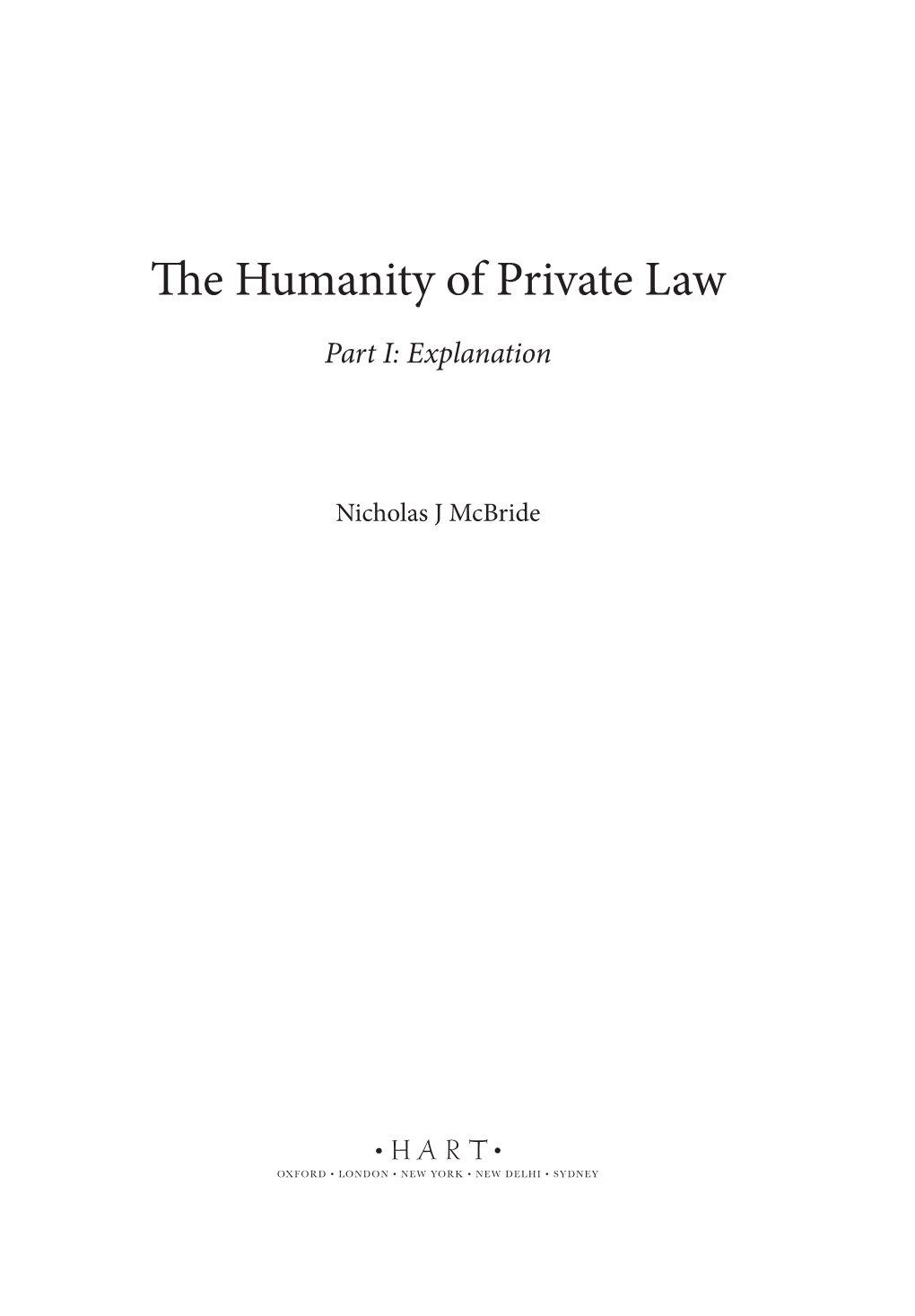 The Humanity of Private Law / Nicholas J Mcbride