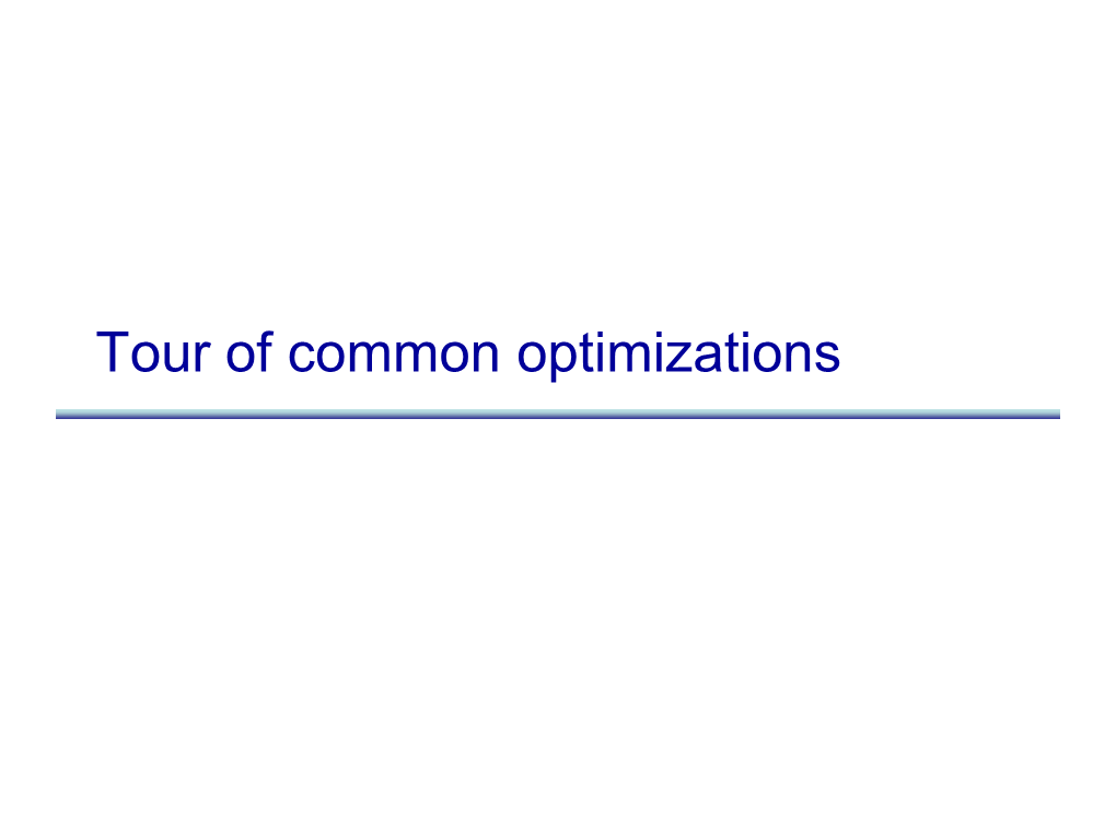 Tour of Common Optimizations Simple Example