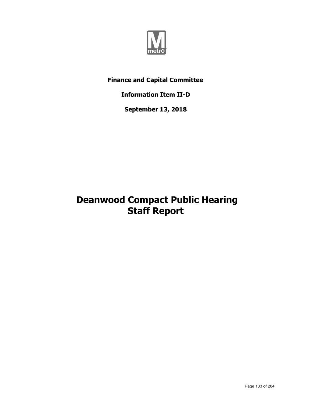 Deanwood Compact Public Hearing Staff Report