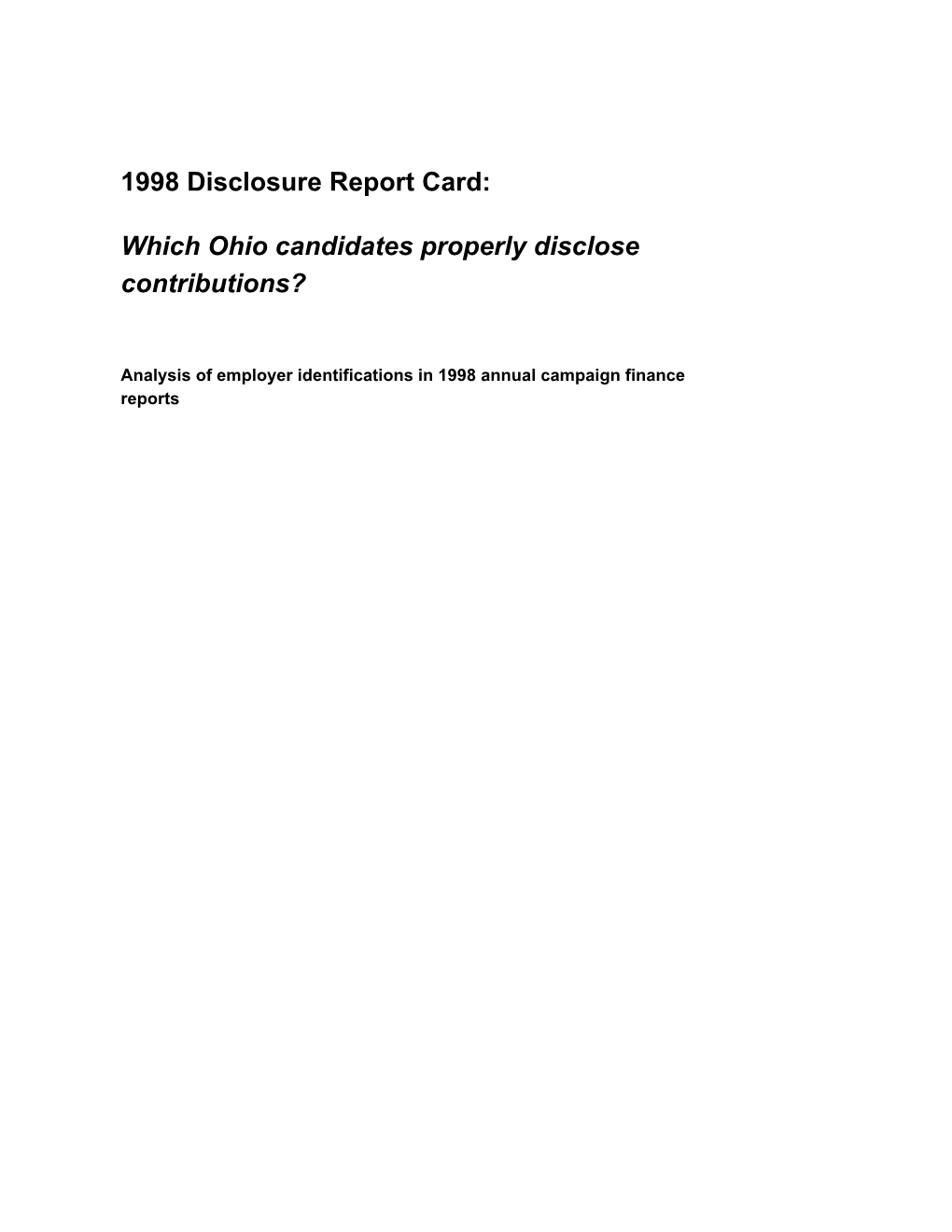 1998 Disclosure Report Card