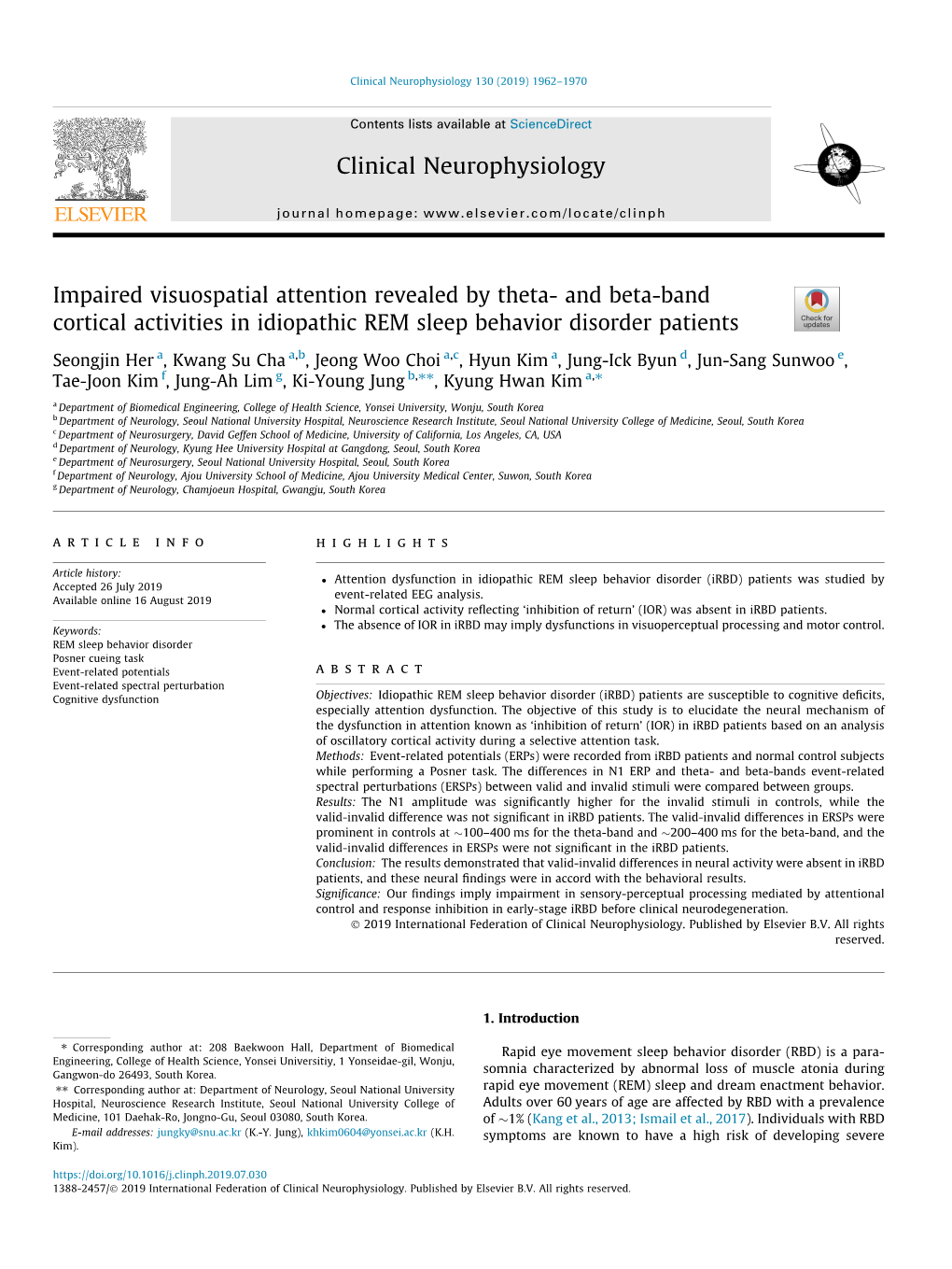 Impaired Visuospatial Attention Revealed by Theta- and Beta-Band Cortical Activities in Idiopathic REM Sleep Behavior Disorder Patients