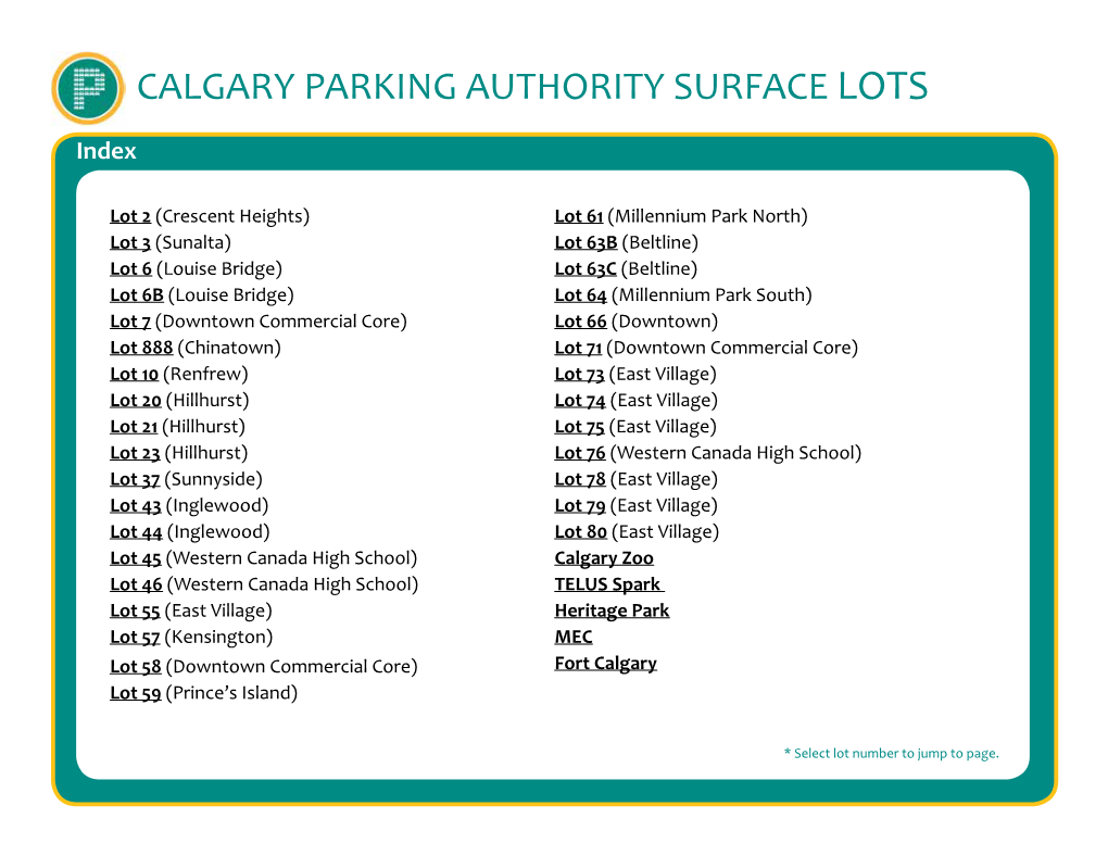 Calgary Parking Authority Surface Lots