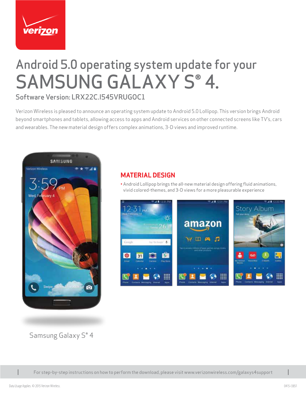Samsung Galaxy S® 4. Software Version: LRX22C.I545VRUGOC1