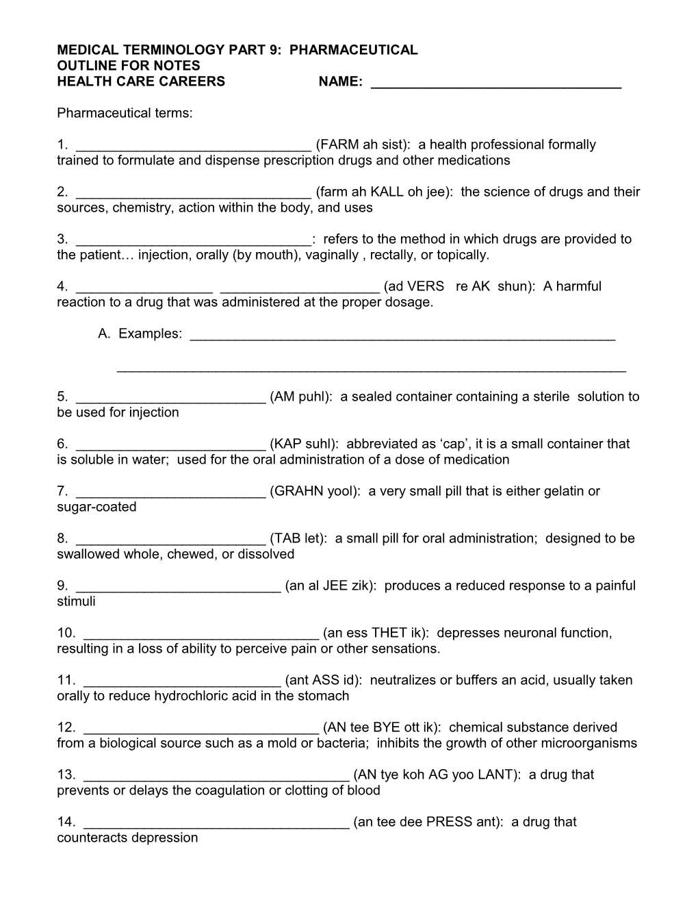 Medical Terminology Part 9: Pharmaceutical