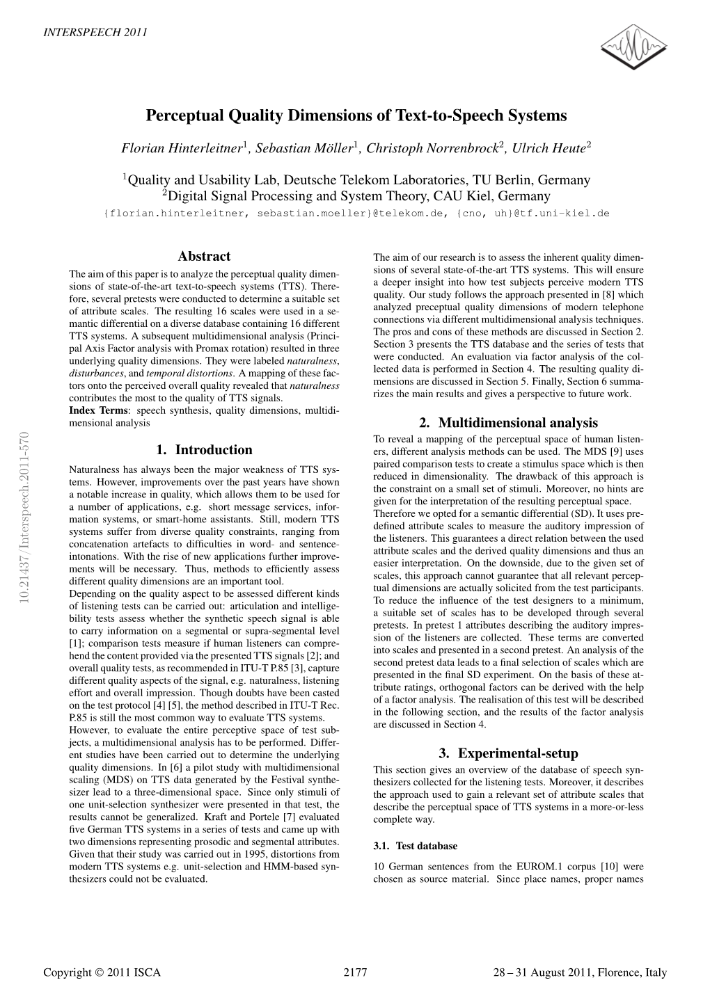 Perceptual Quality Dimensions of Text-To-Speech Systems