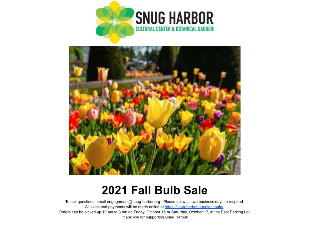 2021 Autumn Bulb Sale Catalog