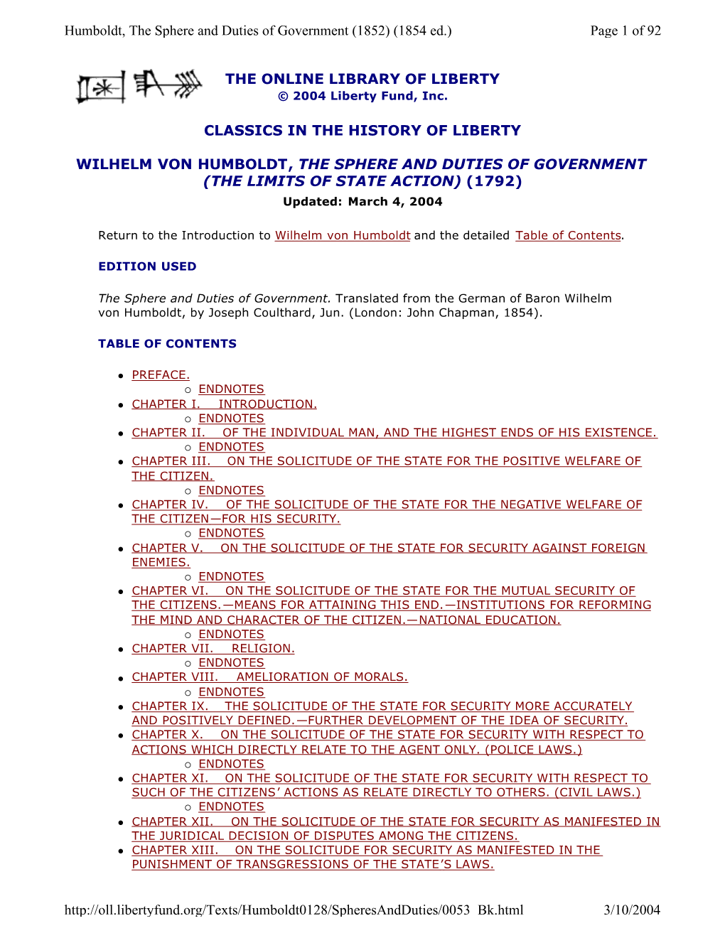 The Online Library of Liberty Classics in The