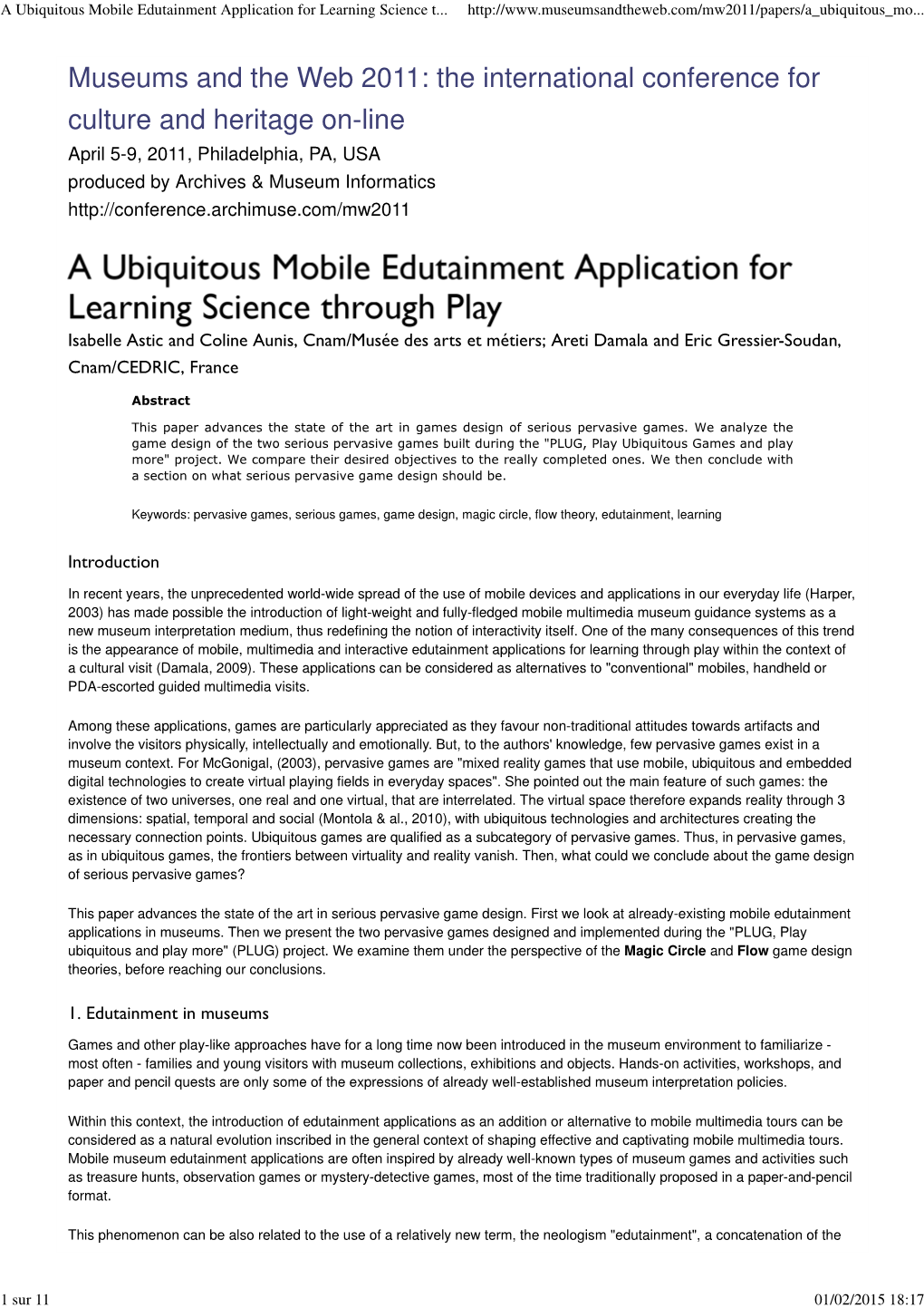A Ubiquitous Mobile Edutainment Application for Learning Science T
