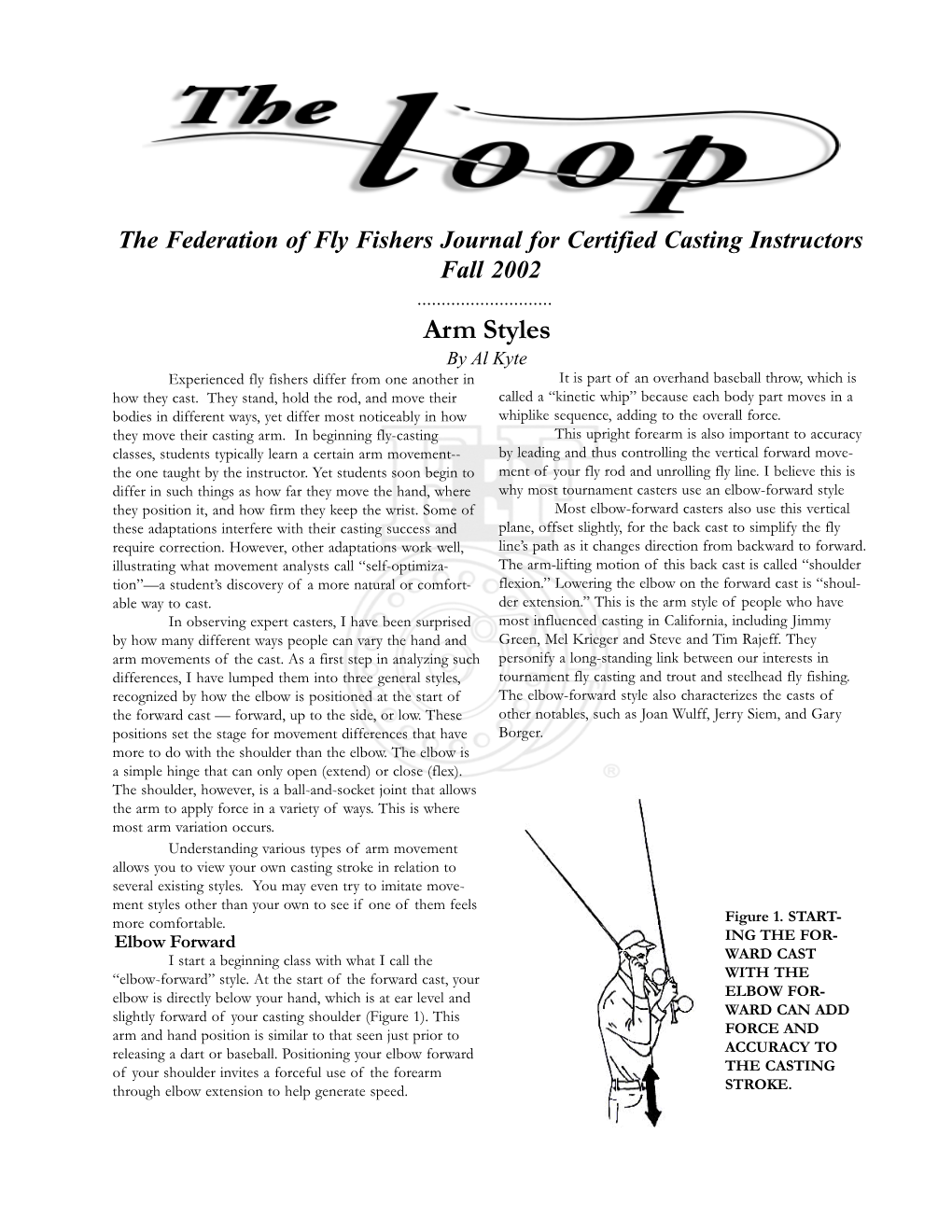 Arm Styles by Al Kyte Experienced Fly Fishers Differ from One Another in It Is Part of an Overhand Baseball Throw, Which Is How They Cast