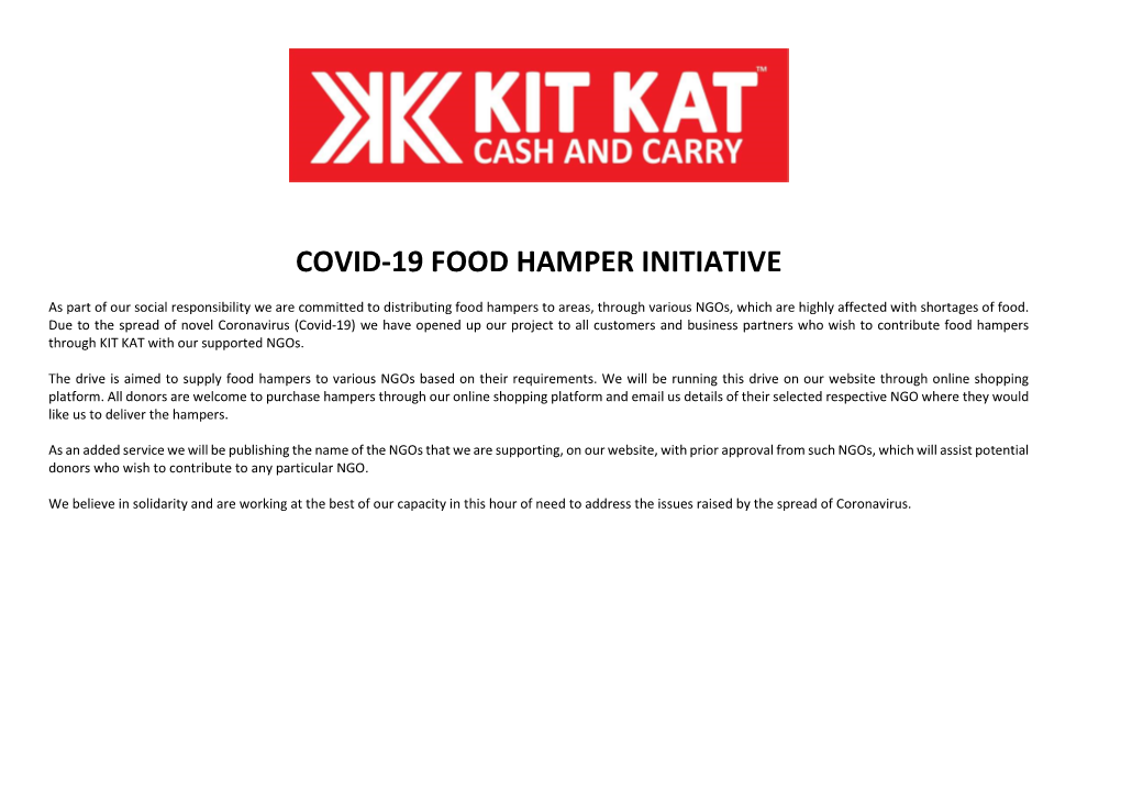 Covid-19 Food Hamper Initiative