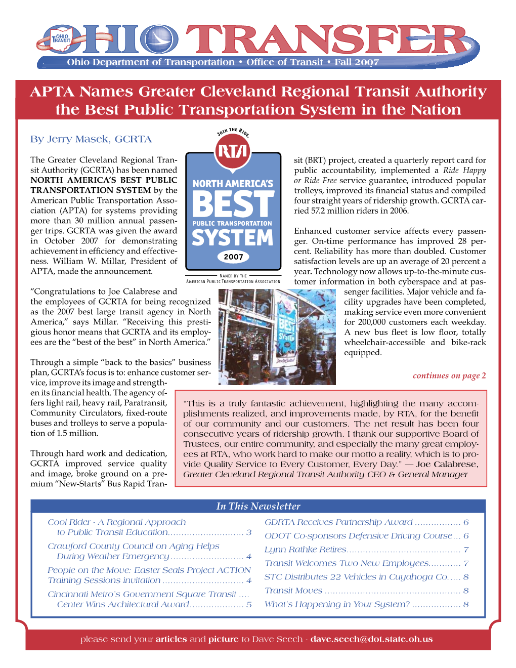 APTA Names Greater Cleveland Regional Transit Authority the Best Public Transportation System in the Nation