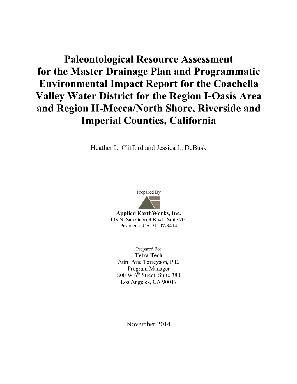 Paleontological Resource Assessment