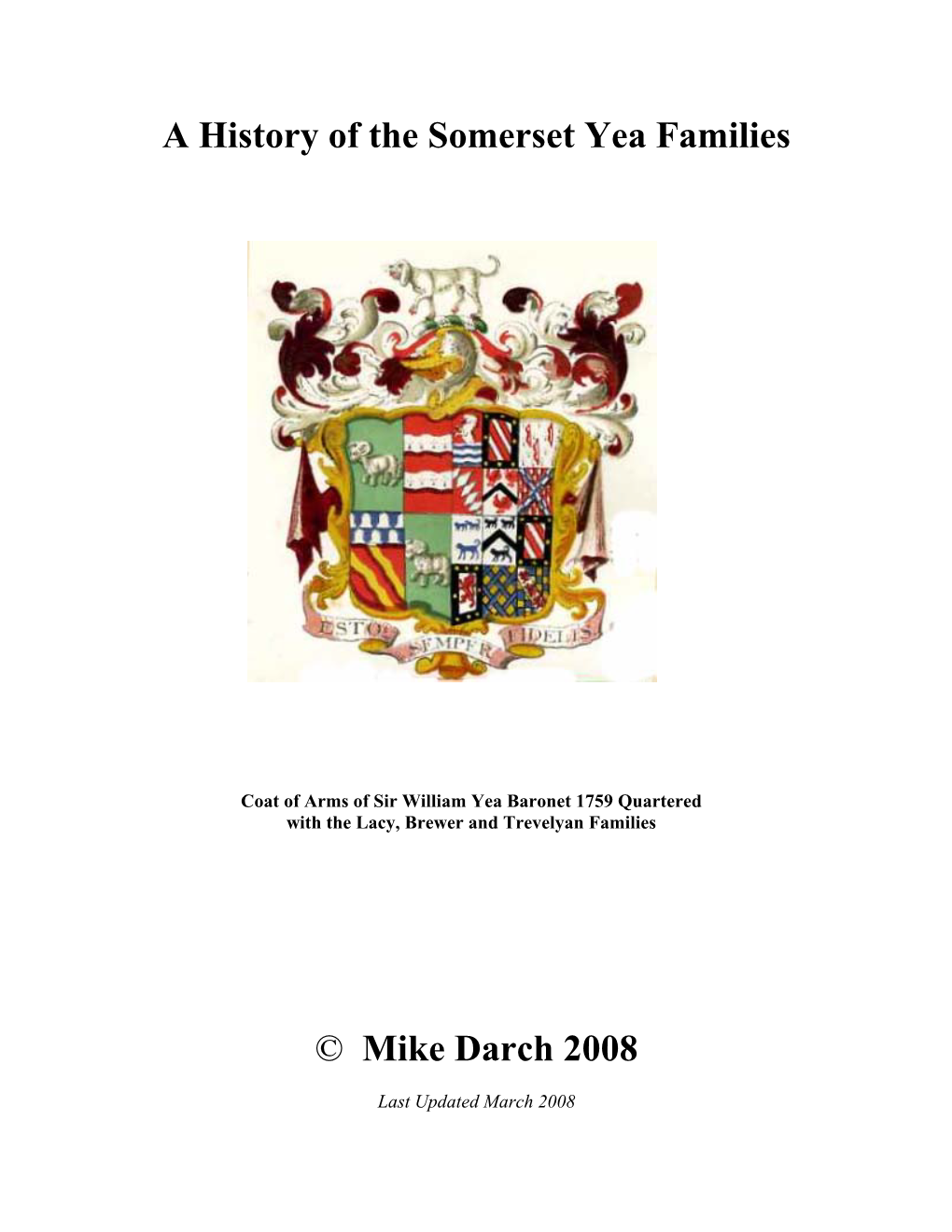 A History of the Somerset Yea Families