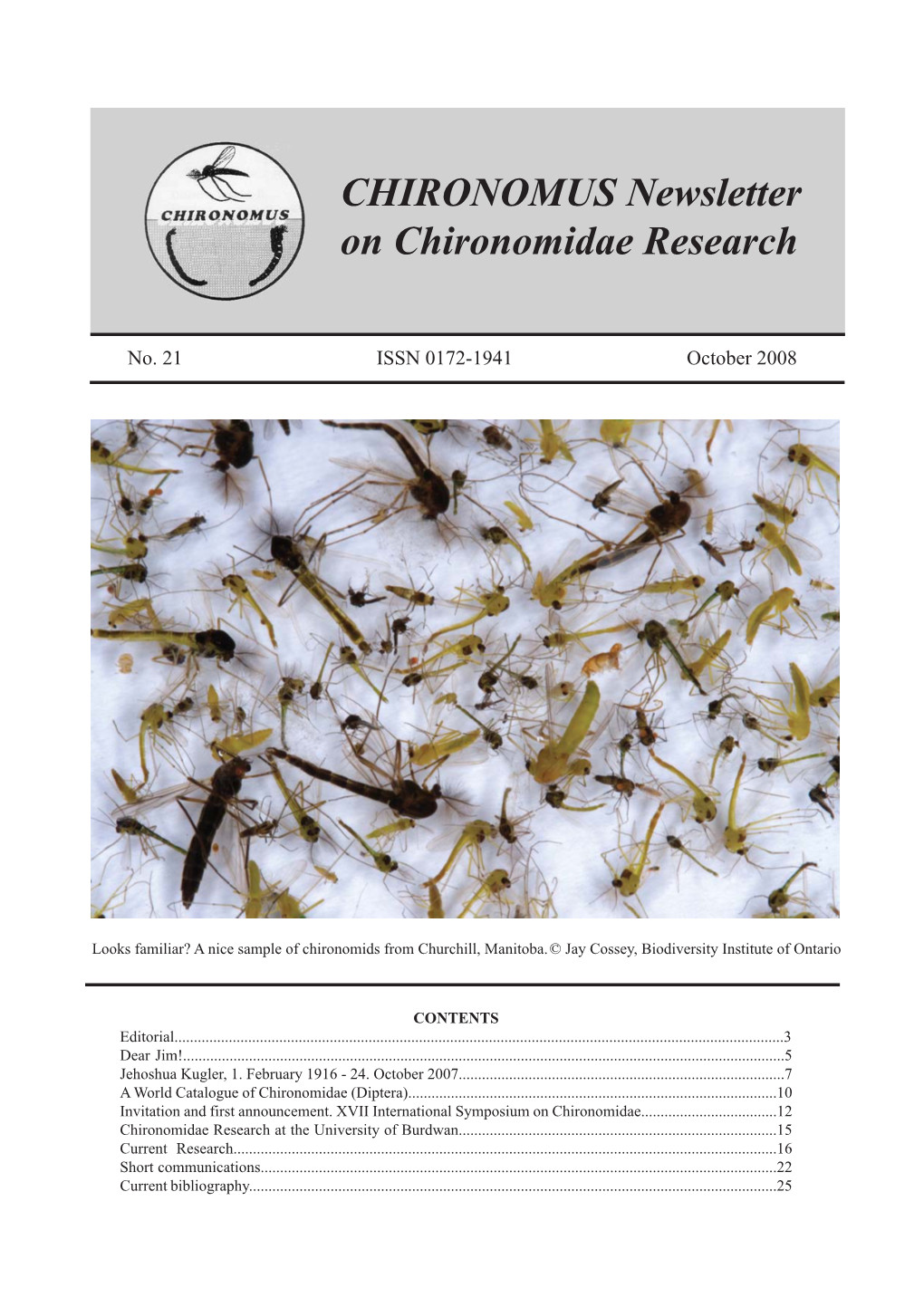 CHIRONOMUS Newsletter on Chironomidae Research