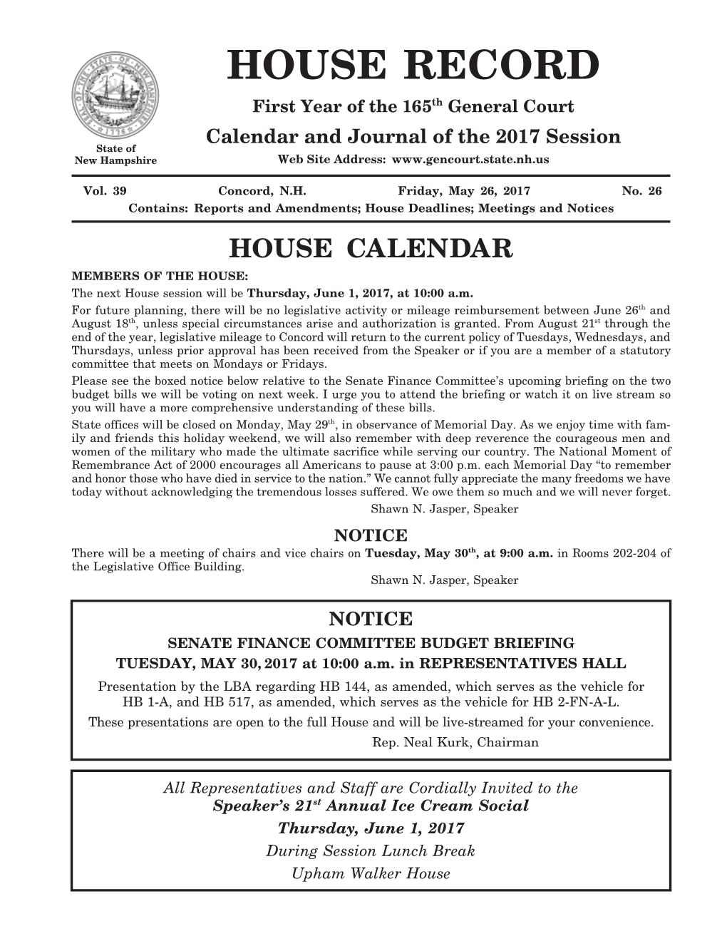 House Calendar